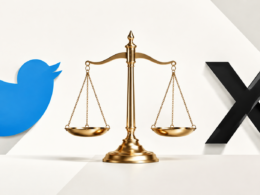 Abstract illustration of a bird facing an X mark with scales of justice between them, representing the Twitter.now trademark dispute with X Corp.” twitter.now