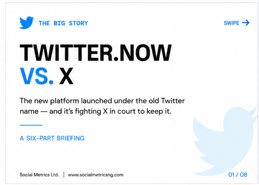 Twitter Relaunched as Twitter.now To Rival X: See Why Musk Wants It Silenced 6 Twitter.now went live in the final week of August 2026, three years after Elon Musk retired the Twitter name. Graphic: Social Metrics Ltd. for WIRED Africa.