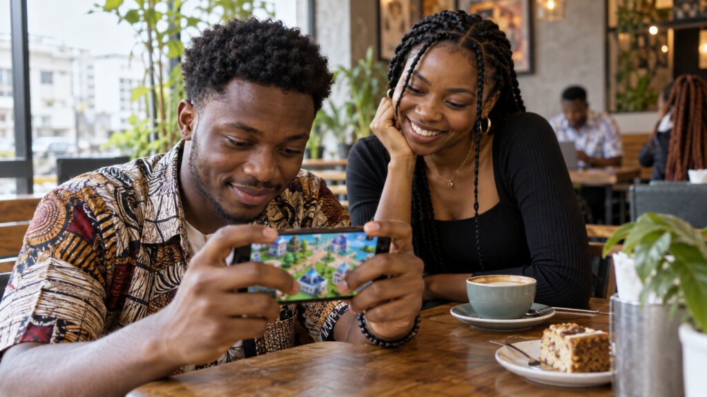 Lagos Life raises $500,000 as viral browser game attracts millions 8 Friends sharing a mobile game outdoors.
Suggested alt text: Friends in Lagos gather around a smartphone to play a mobile browser game.